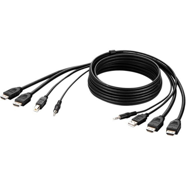 Belkin F1DN2CCBL-HH10T Dual HDMI High Retention KVM Combo Cable with USB and Audio, 10ft