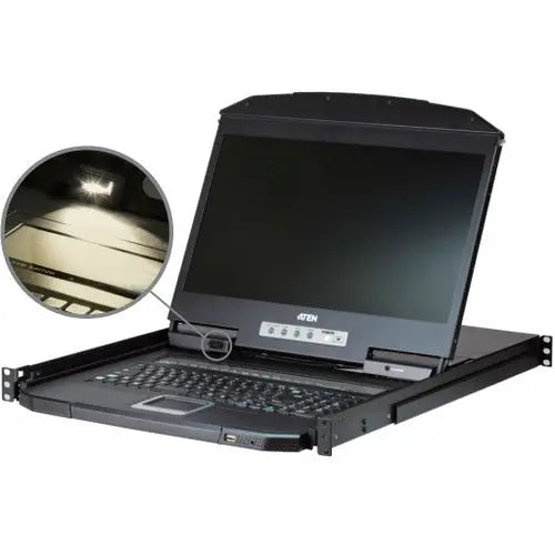 ATEN SOHO CL3116 LCD Rack Console with 18.5-Inch LED-Backlit Monitor and 16-Port KVM Switch