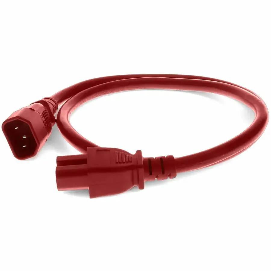AddOn 2ft C14 Male to C15 Female Power Extension Cable, 14 AWG, 15A, Red by AddOn