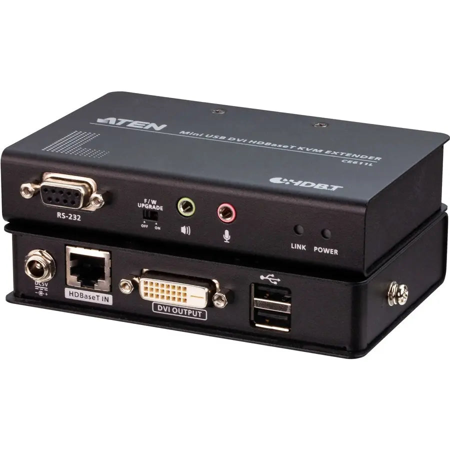 ATEN CE611 Mini USB DVI HDBaseT KVM Extender - Extend Video, Audio, and Data up to 328 Feet with Single Cat6 Cable