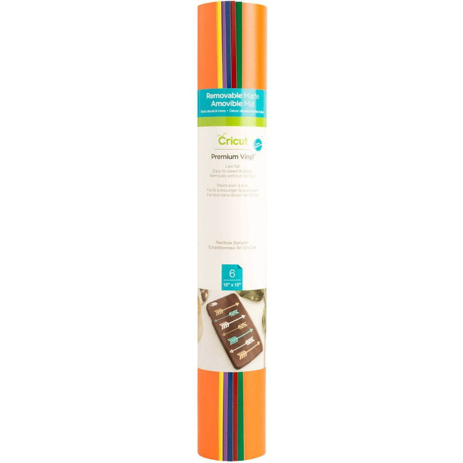 Cricut Premium Vinyl Sampler, Rainbow - Removable/Matte, 6 Sheets of 12x12 Inches