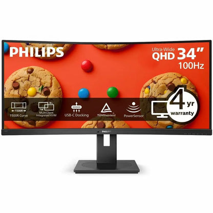 Philips B-Line 346B1C 34-Inch Curved UltraWide QHD LED Monitor with USB-C Docking and KVM Switch