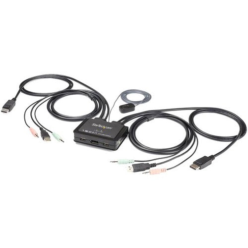 StarTech.com 2 Port DisplayPort KVM Switch - 4K 60Hz UHD DP 1.2 with Audio and Remote Control