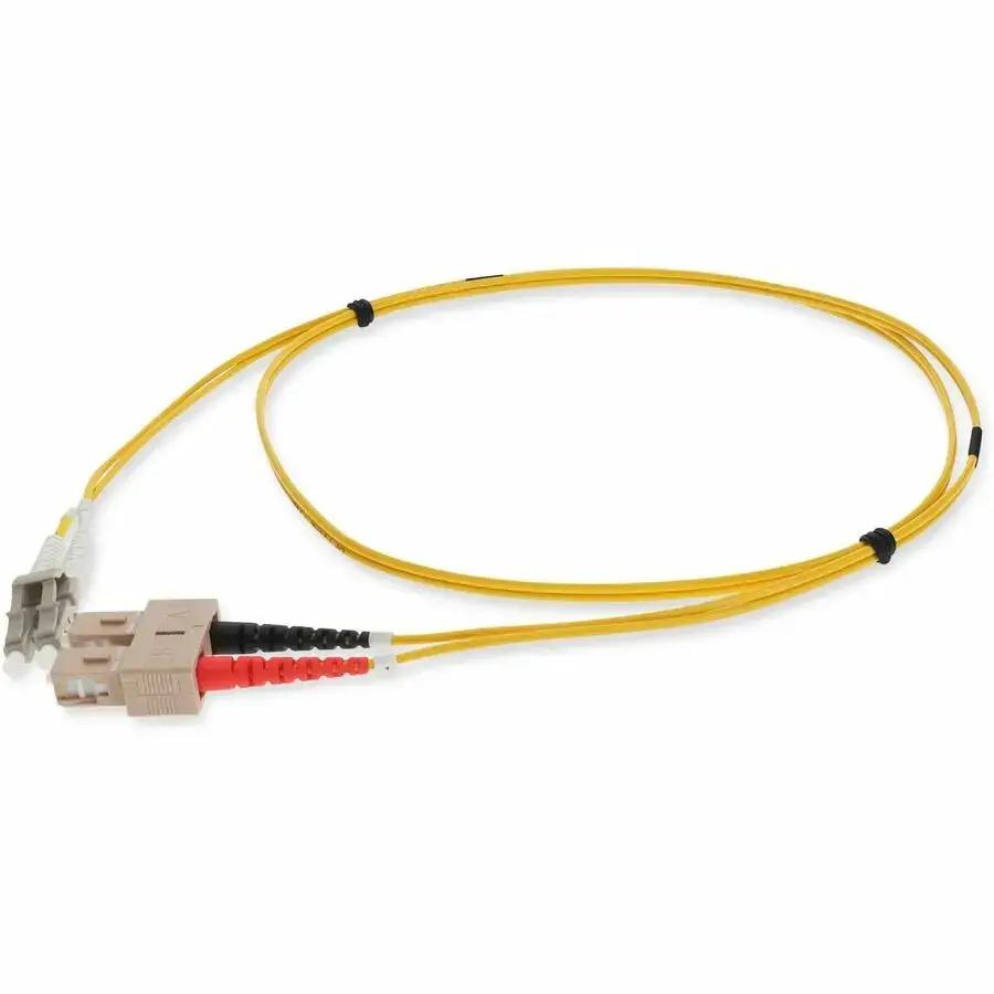 AddOn 1m SC to LC Yellow OM4 Duplex Fiber Patch Cable - Plenum Rated Network Connection by AddOn