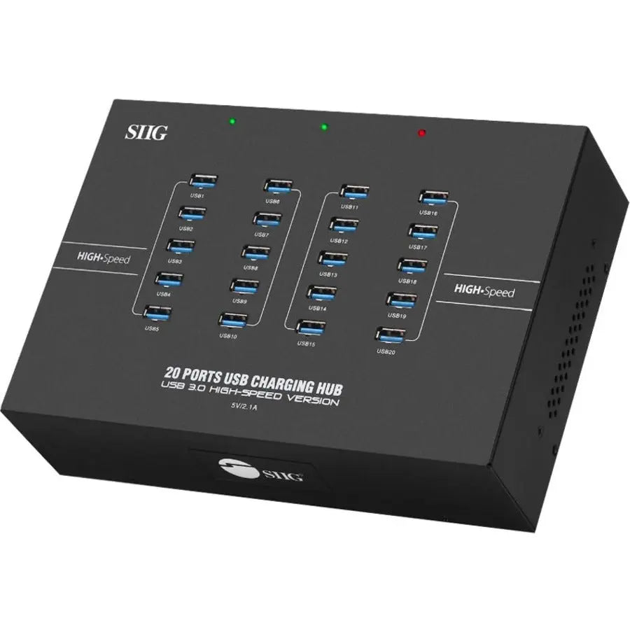 SIIG 20-Port Industrial USB 3.0 Hub with Charging – 200W Power Supply