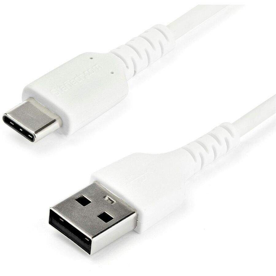 StarTech.com 6.6 ft USB-A to USB-C Charging and Data Transfer Cable - White, 3A Power, USB 2.0, Rugged with Aramid Fiber Reinforcement