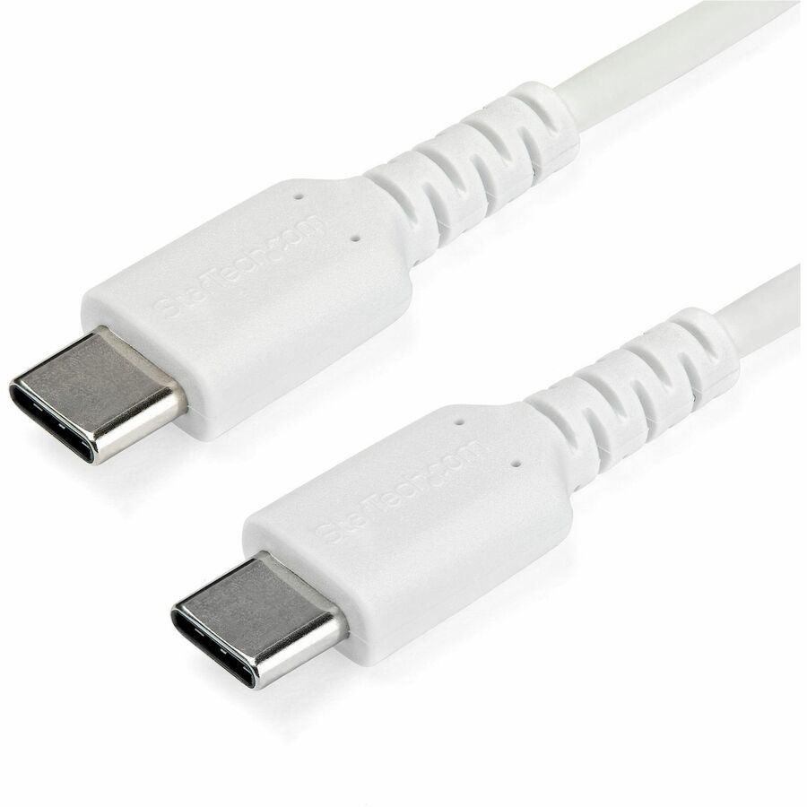 StarTech.com 6.6 ft USB-C Fast Charging Cable RUSB2CC2MW - White, Rugged TPE & Aramid Fiber