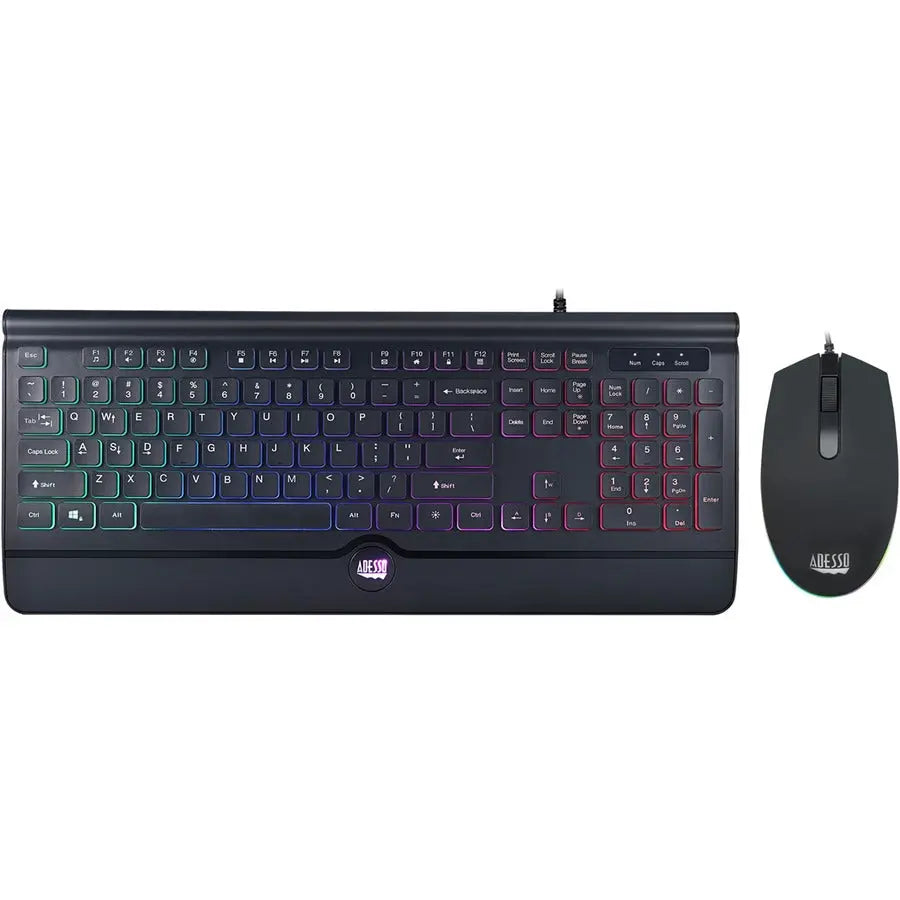 Adesso EasyTouch 137CB Illuminated Gaming Keyboard & Mouse Combo with RGB Backlit Keys and High-Precision Optical Mouse
