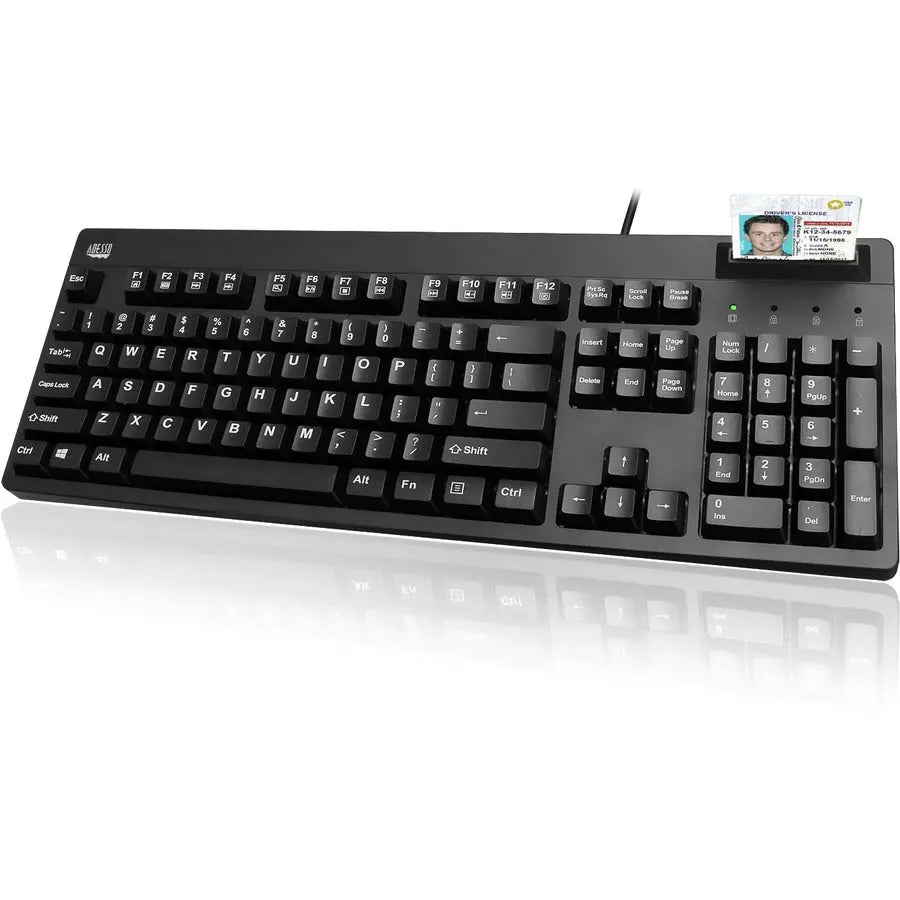 Adesso EasyTouch 630SB-TAA Smart Card Reader Keyboard – TAA Compliant, Black