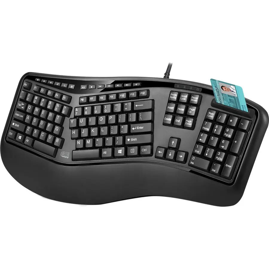 Adesso AKB-150SB-TAA Ergonomic Smart Card Reader Keyboard for PC
