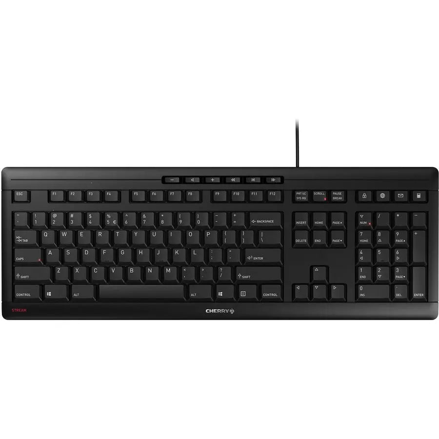 Cherry Americas JK-8500EU-2 Stream Keyboard - Quiet, Spill-Resistant, 10 Hot Keys for Windows