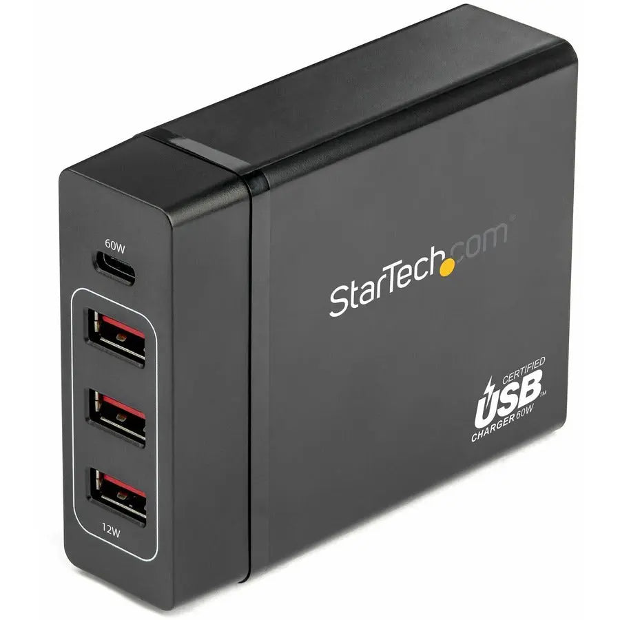 StarTech.com DCH1C3A 60W USB-C Desktop Charger with 3 USB-A Ports – Universal Power Adapter for Laptops, Smartphones, and Tablets