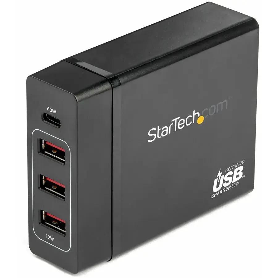 StarTech.com DCH1C3A 60W USB-C Desktop Charger with 3 USB-A Ports – Universal Power Adapter for Laptops, Smartphones, and Tablets by StarTech.com