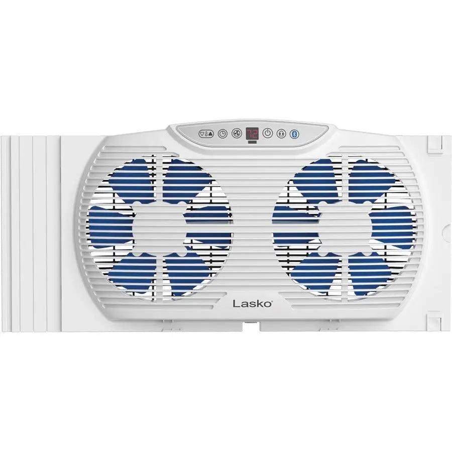 Lasko Electrically Reversible Twin Window Fan with Bluetooth - Adjustable Smart Control for Enhanced Airflow