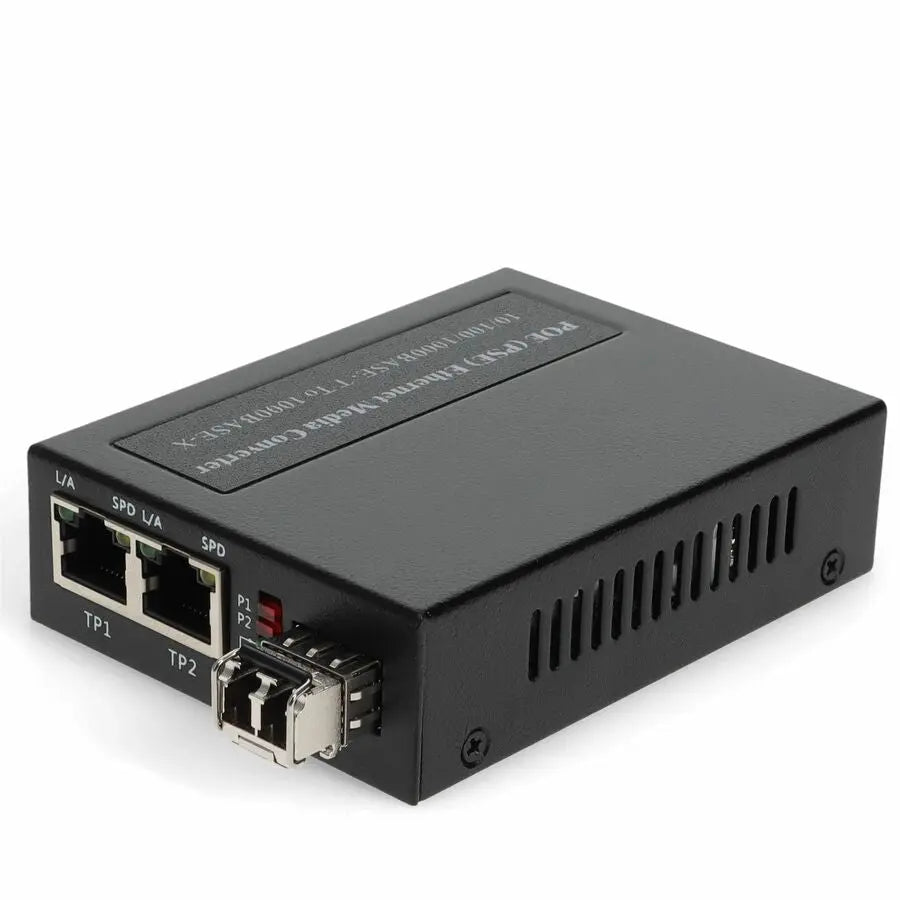 AddOn 2-Port Media Converter with PoE+ - 10/100/1000Base-TX to 1000Base-SX Fiber with LC Connector