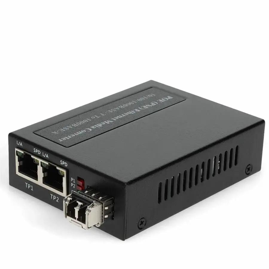 AddOn 2-Port Media Converter with PoE+ - 10/100/1000Base-TX to 1000Base-SX Fiber with LC Connector by AddOn