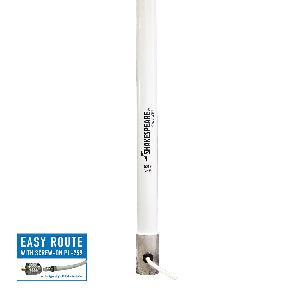 Shakespeare Galaxy 5018 15' 2 VHF Antenna with 9dB Gain for Marine Communication