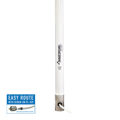 Shakespeare Galaxy 5018 15' 2 VHF Antenna with 9dB Gain for Marine Communication