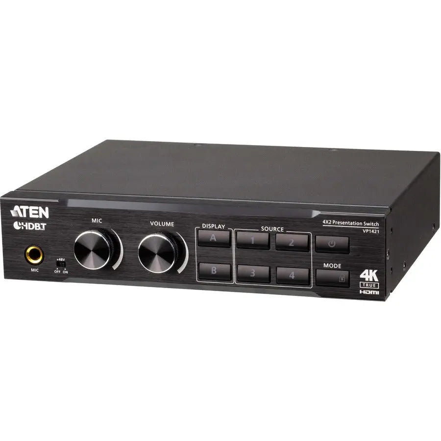 ATEN VP1421 4 x 2 True 4K Presentation Matrix Switch with Scaling, DSP, and HDBaseT-Lite