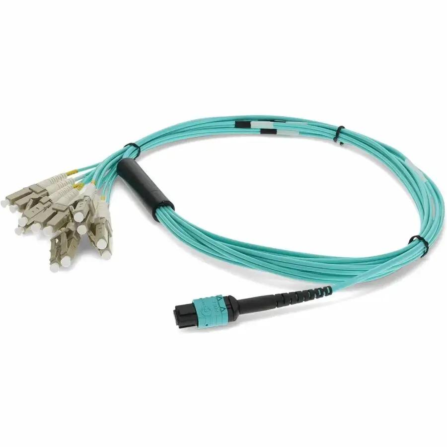 AddOn 2m MPO Female to 6xLC Male OM4 Duplex Fiber Fanout Cable - Riser Rated Aqua by ADDON