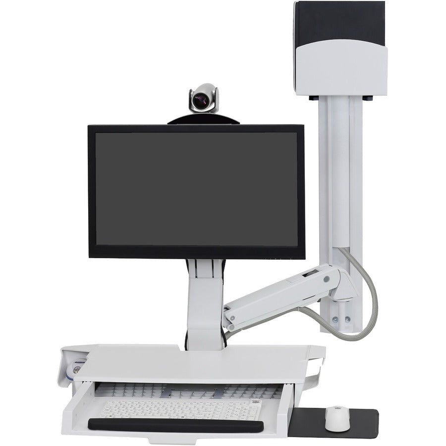 Ergotron StyleView SV Combo Wall-Mount Workstation with Worksurface and Pan, 45-594-216, White
