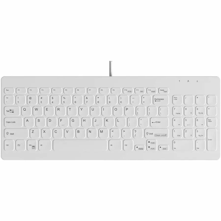 TG3 CK96 Sealed Washable Keyboard with Number Pad – White, IP68 Rated, Compact Silicone Rubber Design