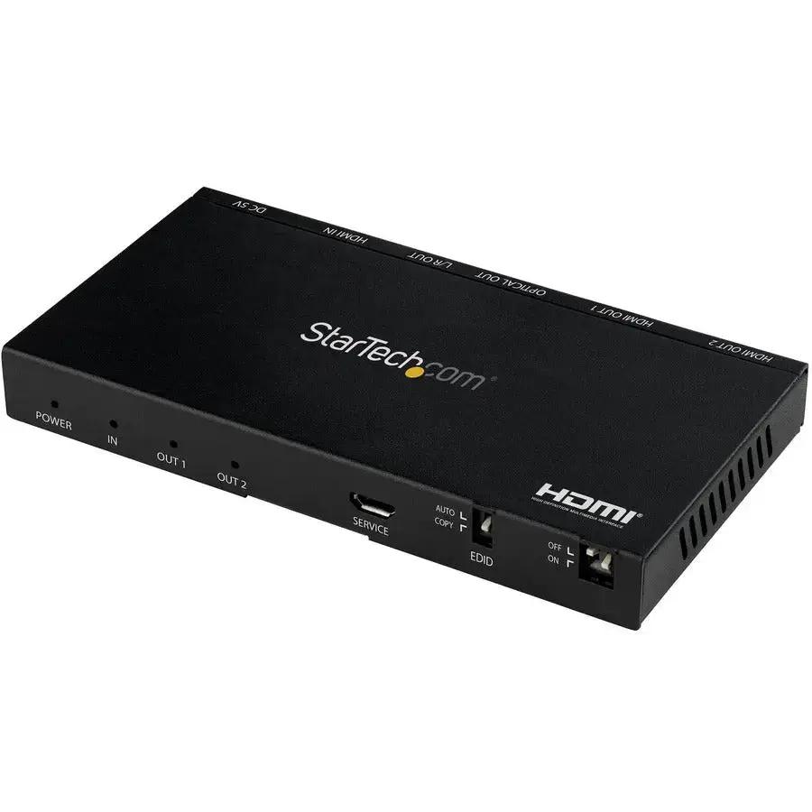 StarTech.com 2-Port HDMI Splitter (ST122HD20S) – 4K 60Hz UHD HDMI 2.0 with Built-In Scaler and Audio Support by Startech.com