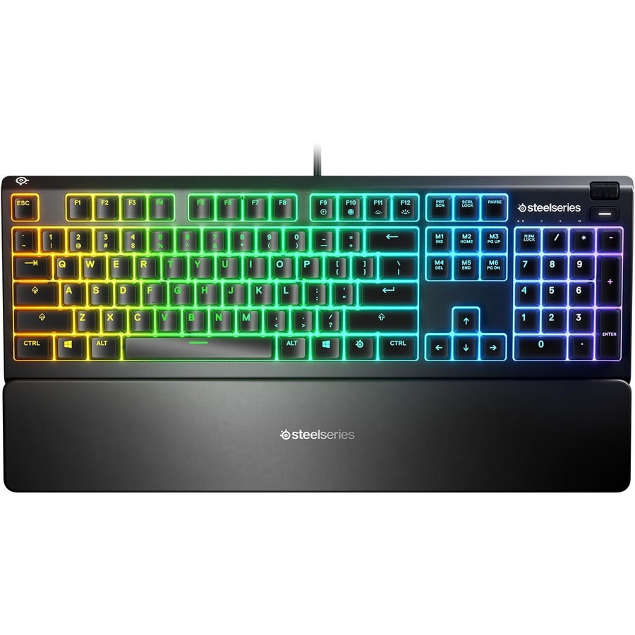 SteelSeries Apex 3 Water Resistant Gaming Keyboard with RGB Illumination and Magnetic Wrist Rest