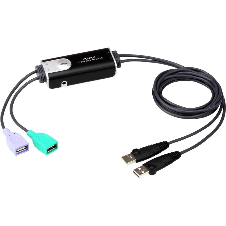 ATEN Technology Inc CS62KM 2-Port USB Cable KVM Switch for Multi-Platform Use