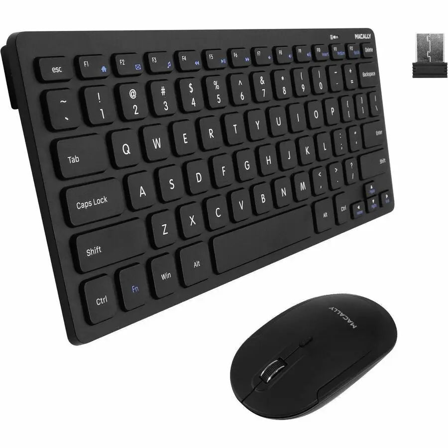 Macally RFCOMPACTKEYCB Wireless Keyboard and Mouse Combo for Windows PC – Space-Saving, 2.4GHz RF Technology, Quiet Mouse