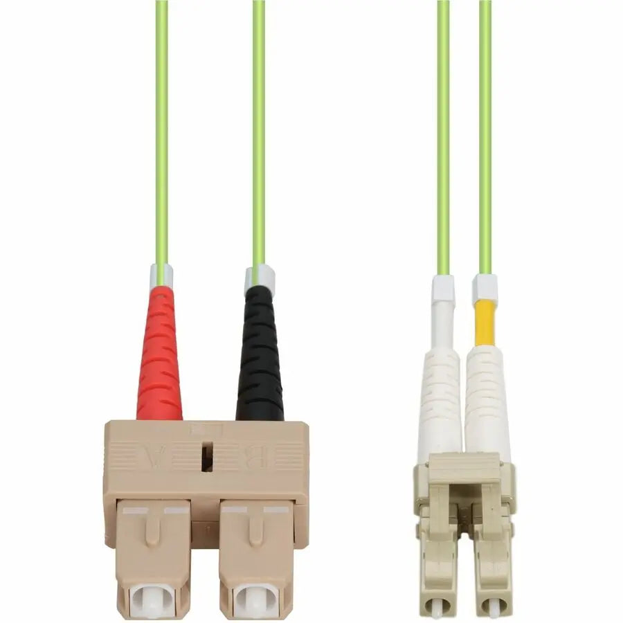 AddOn 15m LC (Male) to SC (Male) Lime Green OM5 Duplex Fiber Patch Cable – Riser-Rated OFNR Indoor Network Connectivity