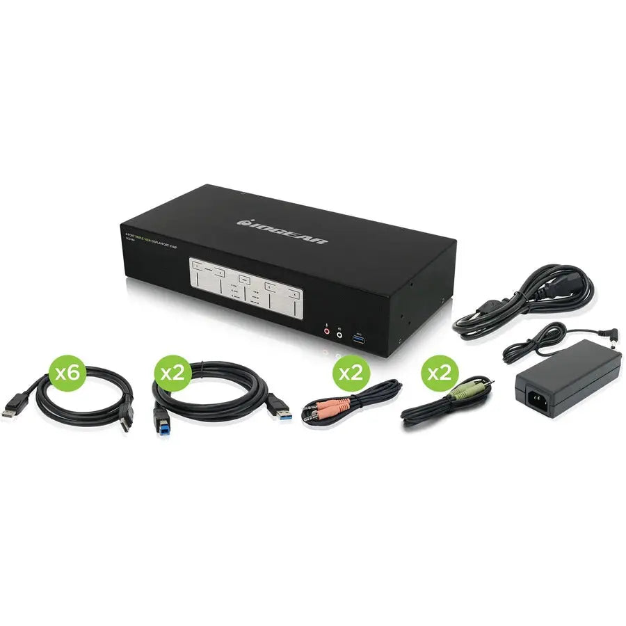 IOGEAR GCS1964 4-Port 4K Triple View DisplayPort KVMP Switch with USB 3.0 Hub