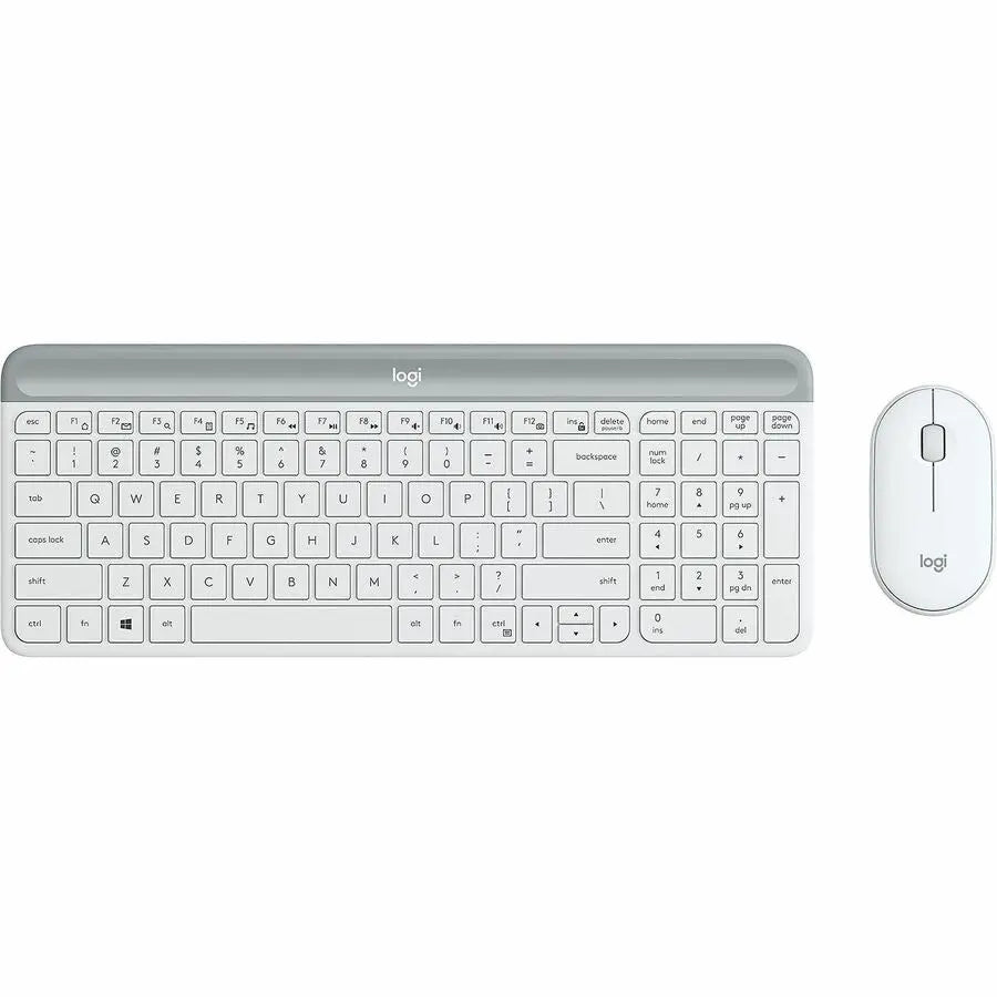 Logitech MK470 Slim Wireless Keyboard and Mouse Combo - Modern Compact Layout, Ultra Quiet - Off White