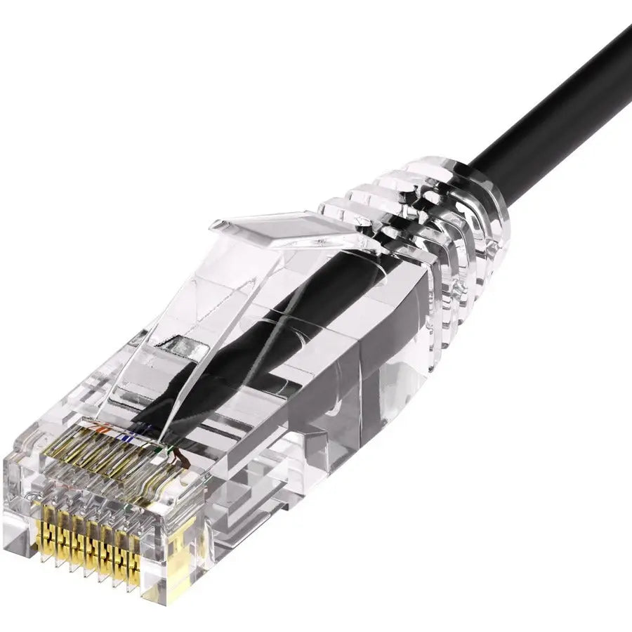 Unirise ClearFit Slim 28AWG Cat6A Patch Cable, Snagless, 9ft, Black