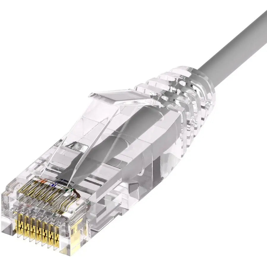 Unirise ClearFit Slim 28AWG Cat6A Patch Cable, Snagless, 9ft, Gray