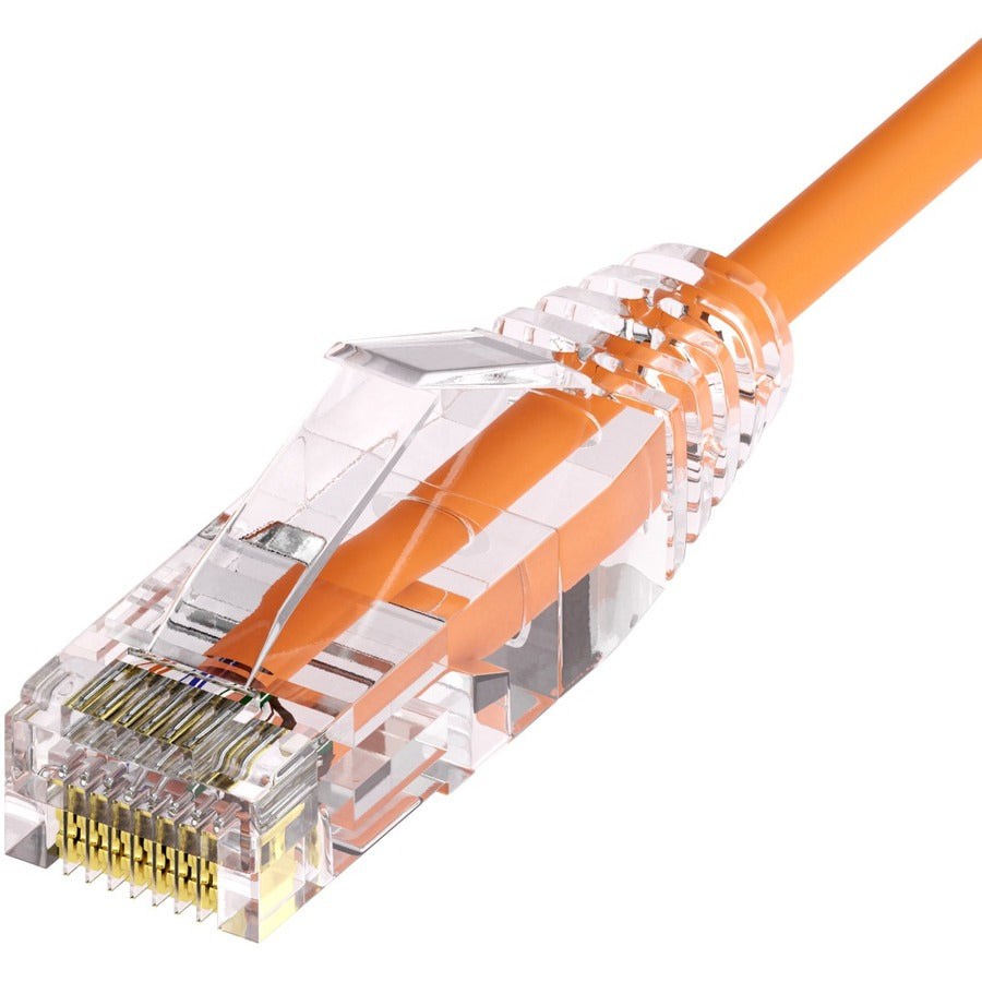 Unirise ClearFit Slim 28AWG Cat6A Patch Cable, Snagless, 10ft, Orange