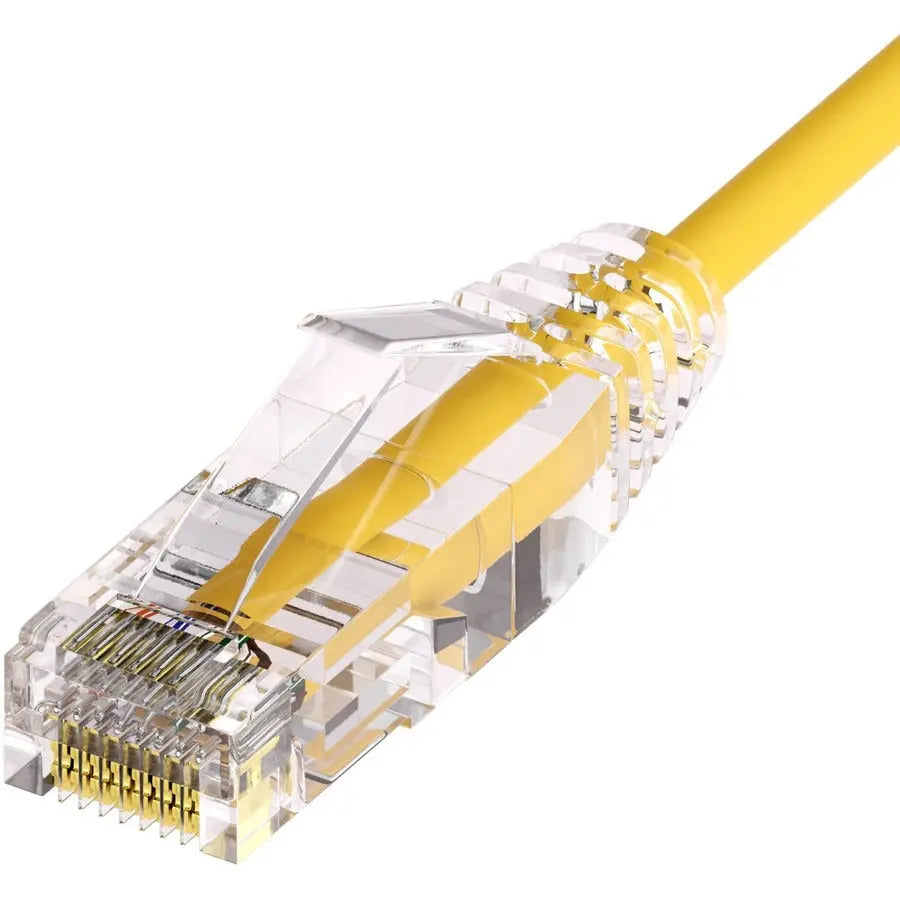 Unirise ClearFit Slim 28AWG Cat6A Patch Cable, Snagless, 10ft, Yellow