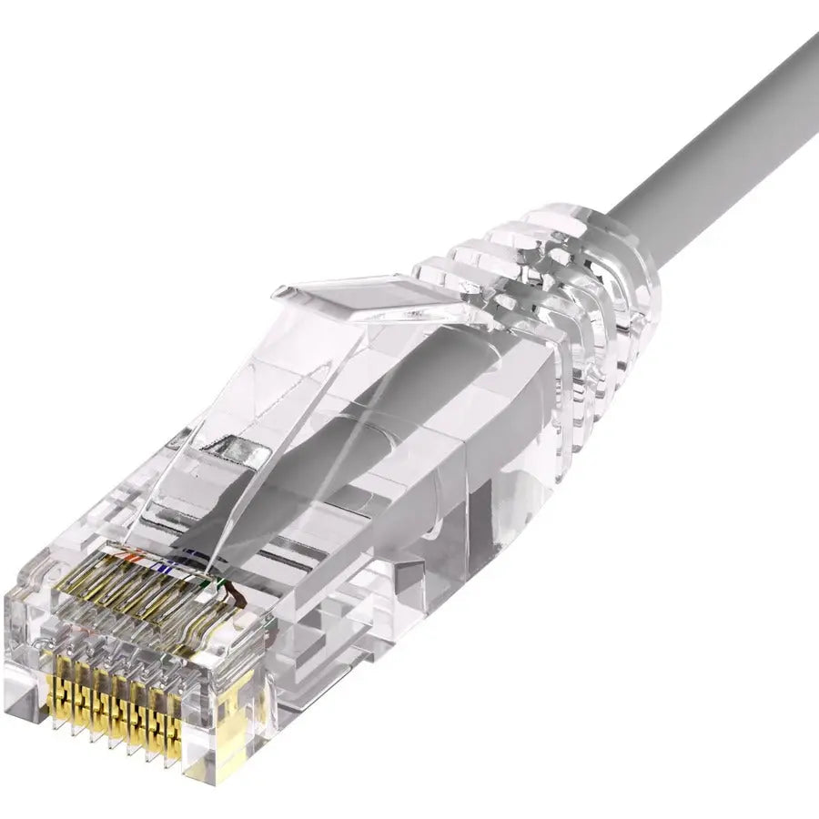 Unirise ClearFit Slim 28AWG Cat6A Patch Cable, Snagless, 12ft, Gray