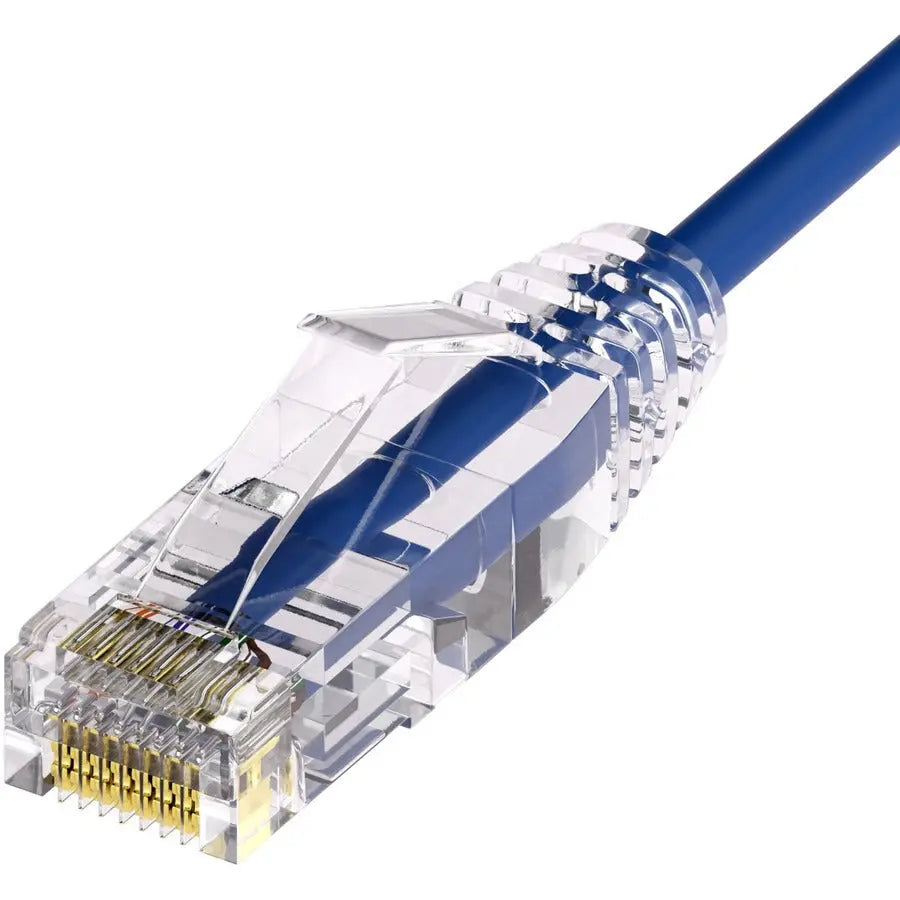 Unirise ClearFit Slim 28AWG Cat6A Patch Cable, Snagless, 15ft, Blue
