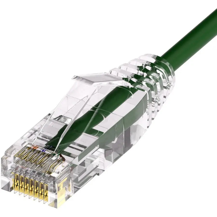 Unirise ClearFit Slim 28AWG Cat6A Patch Cable, Snagless, Green, 15 ft