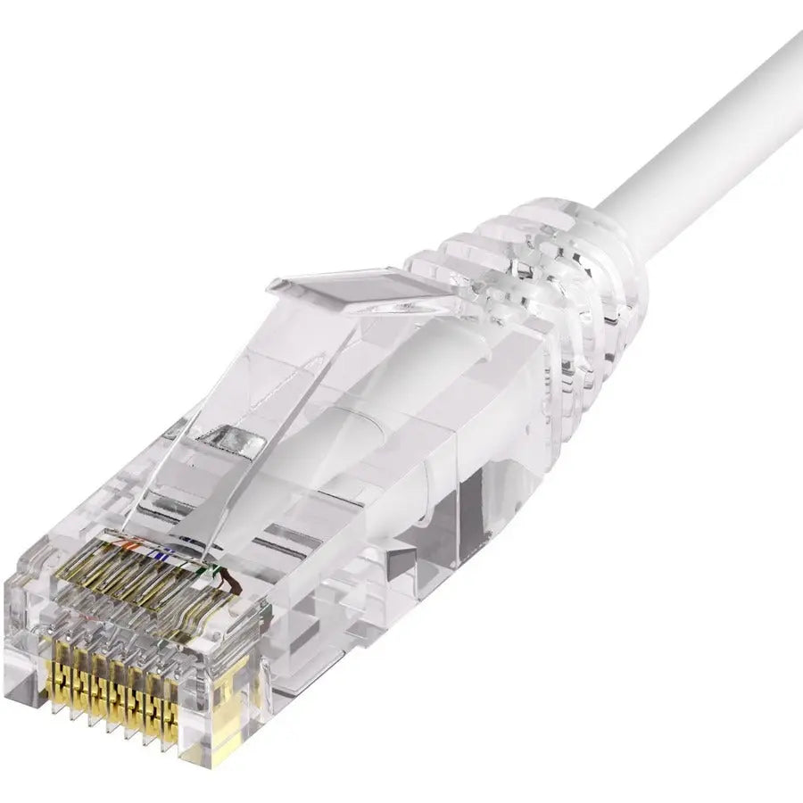Unirise ClearFit Slim 28AWG Cat6A Patch Cable, Snagless, 30ft, White