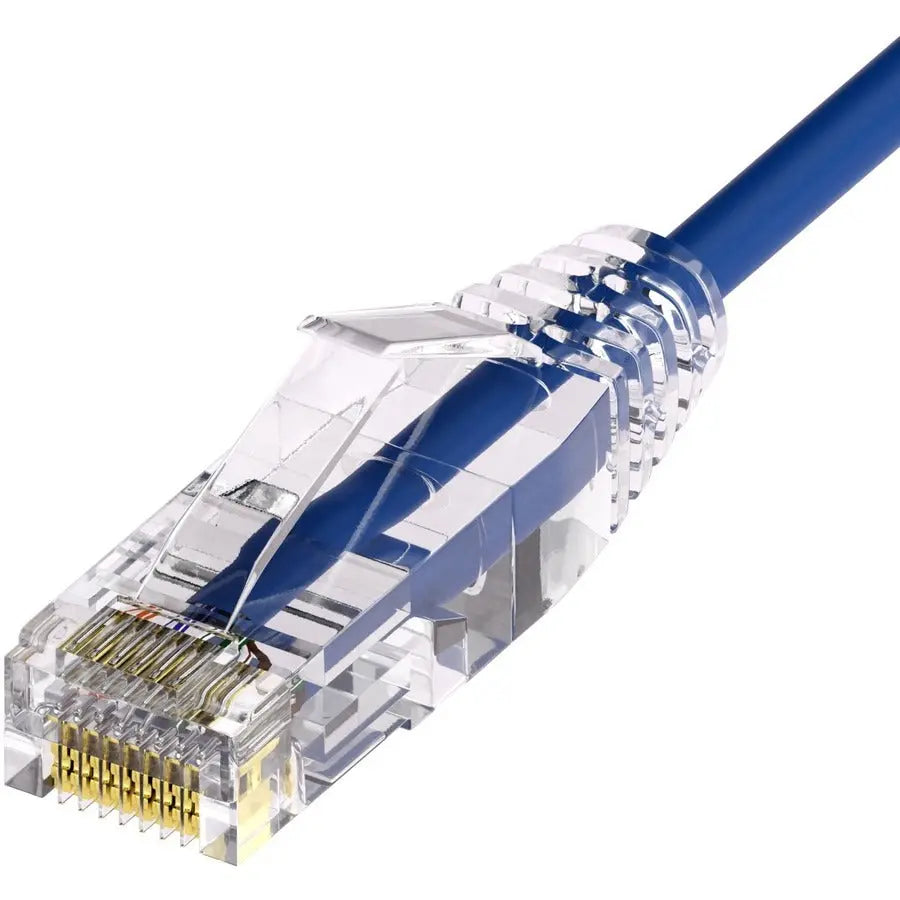 Unirise ClearFit Slim 28AWG Cat6A Patch Cable, Snagless, 30 ft, Blue