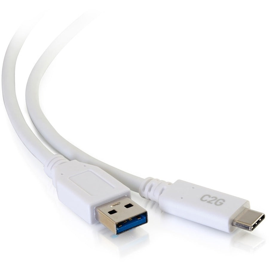 C2G 6ft USB C to USB A Cable - USB 3.2, 5 Gbps Data Transfer, White, M/M