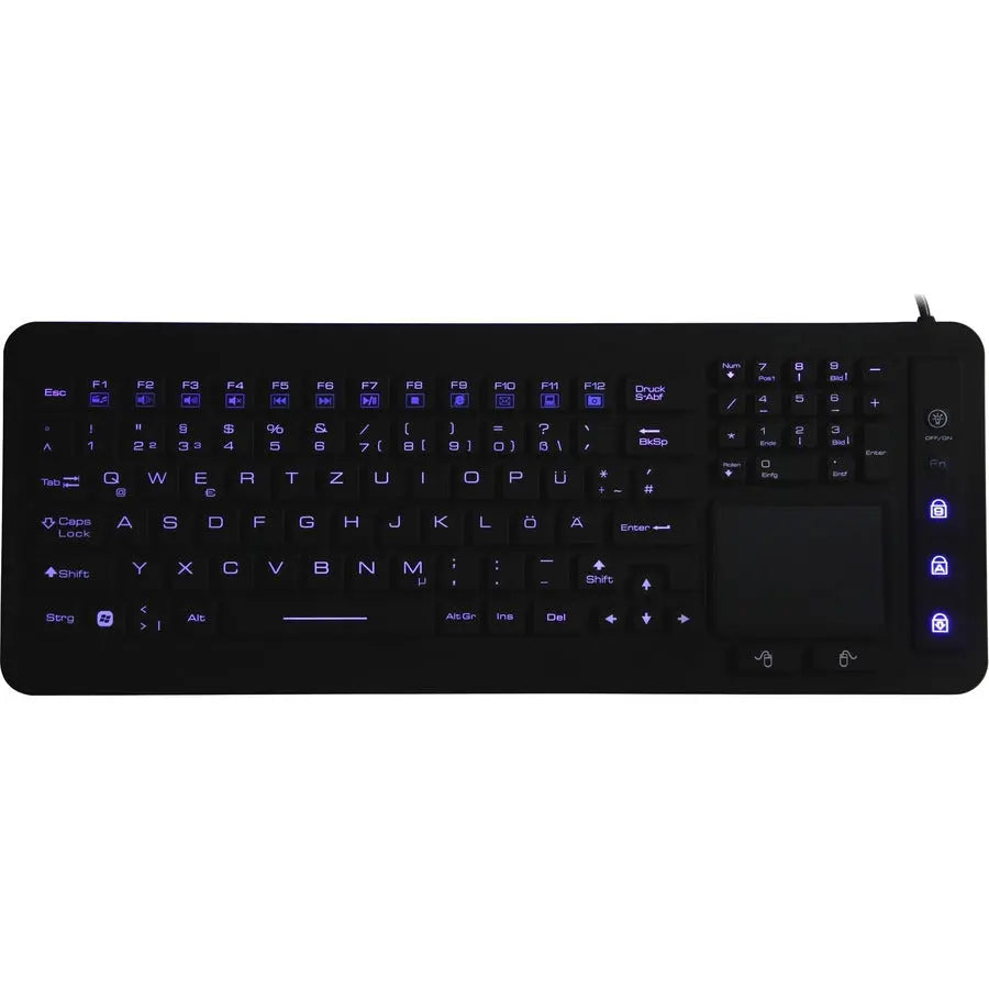 DSI Waterproof IP68 Full-Size LED Backlit Keyboard with Touchpad - Ergoguys, LLC KB-JH-IKB98BL