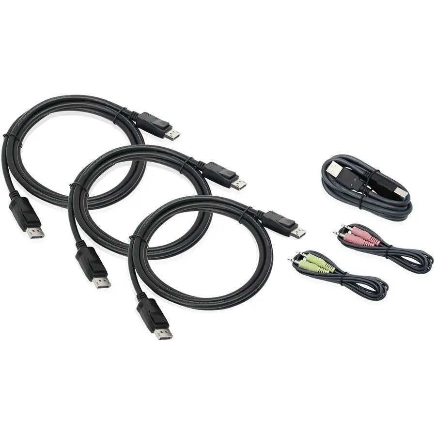 IOGEAR 4K Triple View DisplayPort Cable Kit with USB and Audio (G2L9302U)