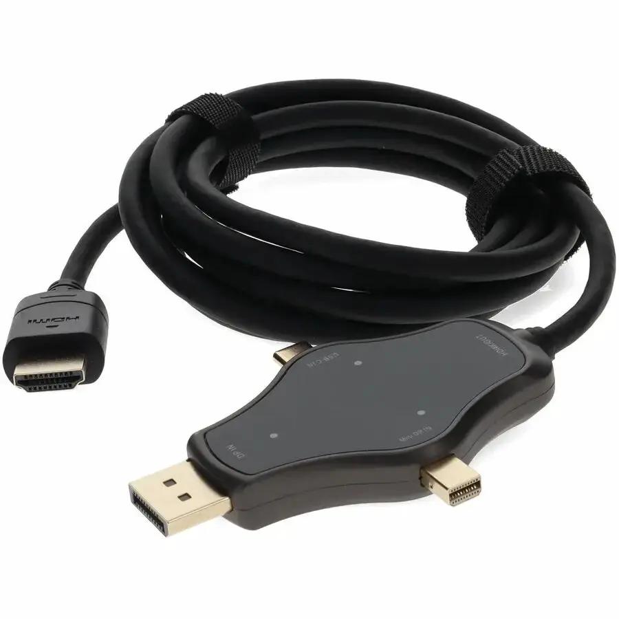 AddOn 6ft HDMI (4K) Male to DisplayPort, Mini-DisplayPort, USB-C Adapter Cable - Black by AddOn