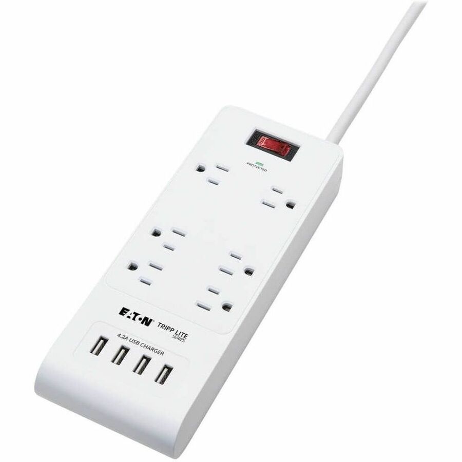 Eaton Tripp Lite Series 6-Outlet Surge Protector with USB Charging - 15 ft. Cord, 900 Joules, White