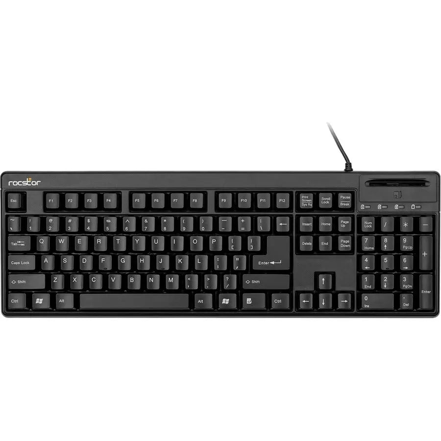 Rocstor KS20T Security USB Keyboard with Smartcard Reader - 104-Key, CAC & PIV Compatible