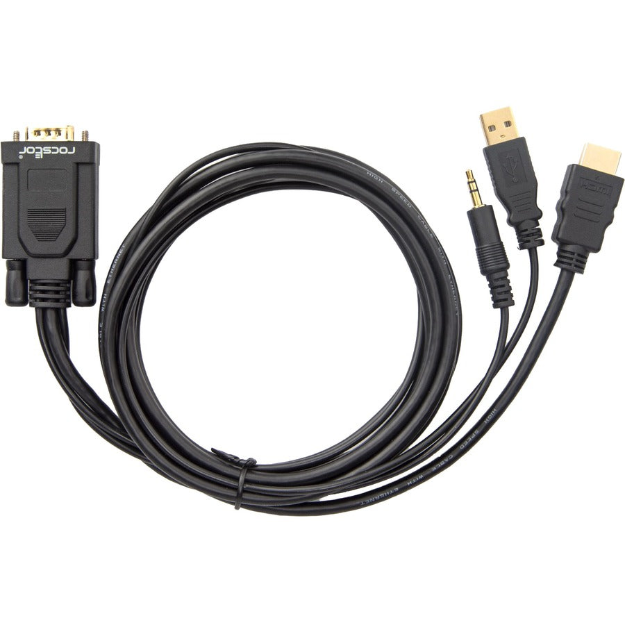 Rocstor Premium 6 ft VGA to HDMI Converter Cable with USB Power and Audio Support - Model Y10C264-B1