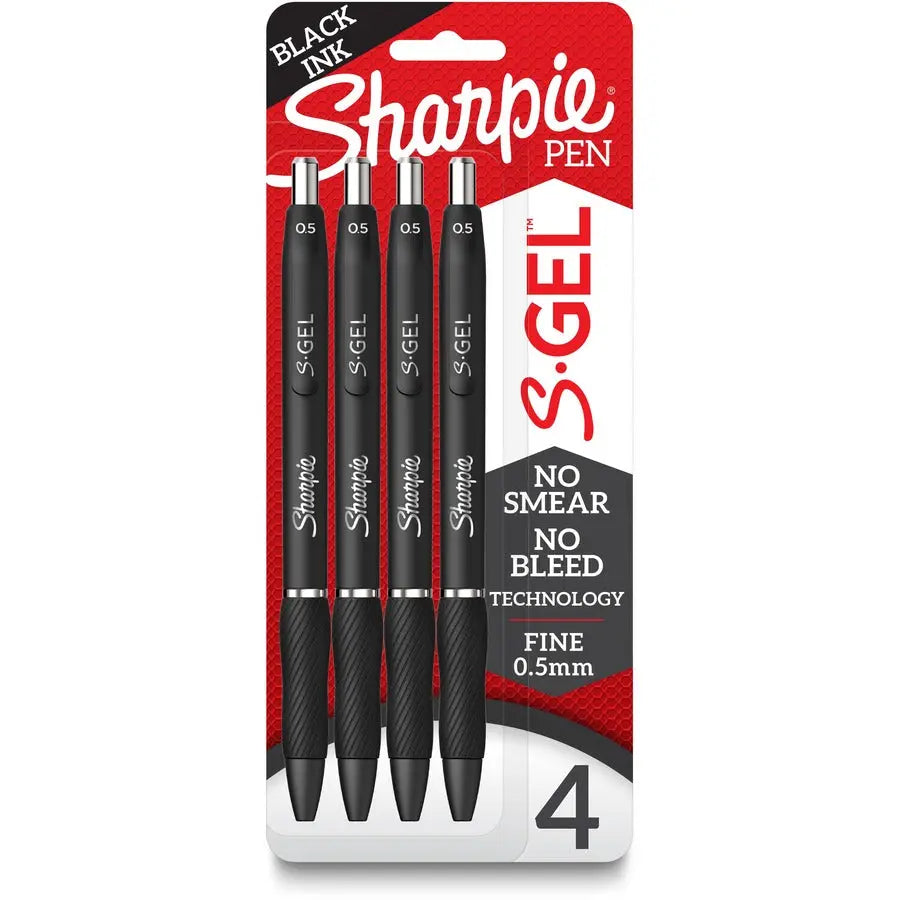 Sharpie S-Gel Pens - Fine Point Black Gel Ink Pens (4 Pack) by Newell Brands